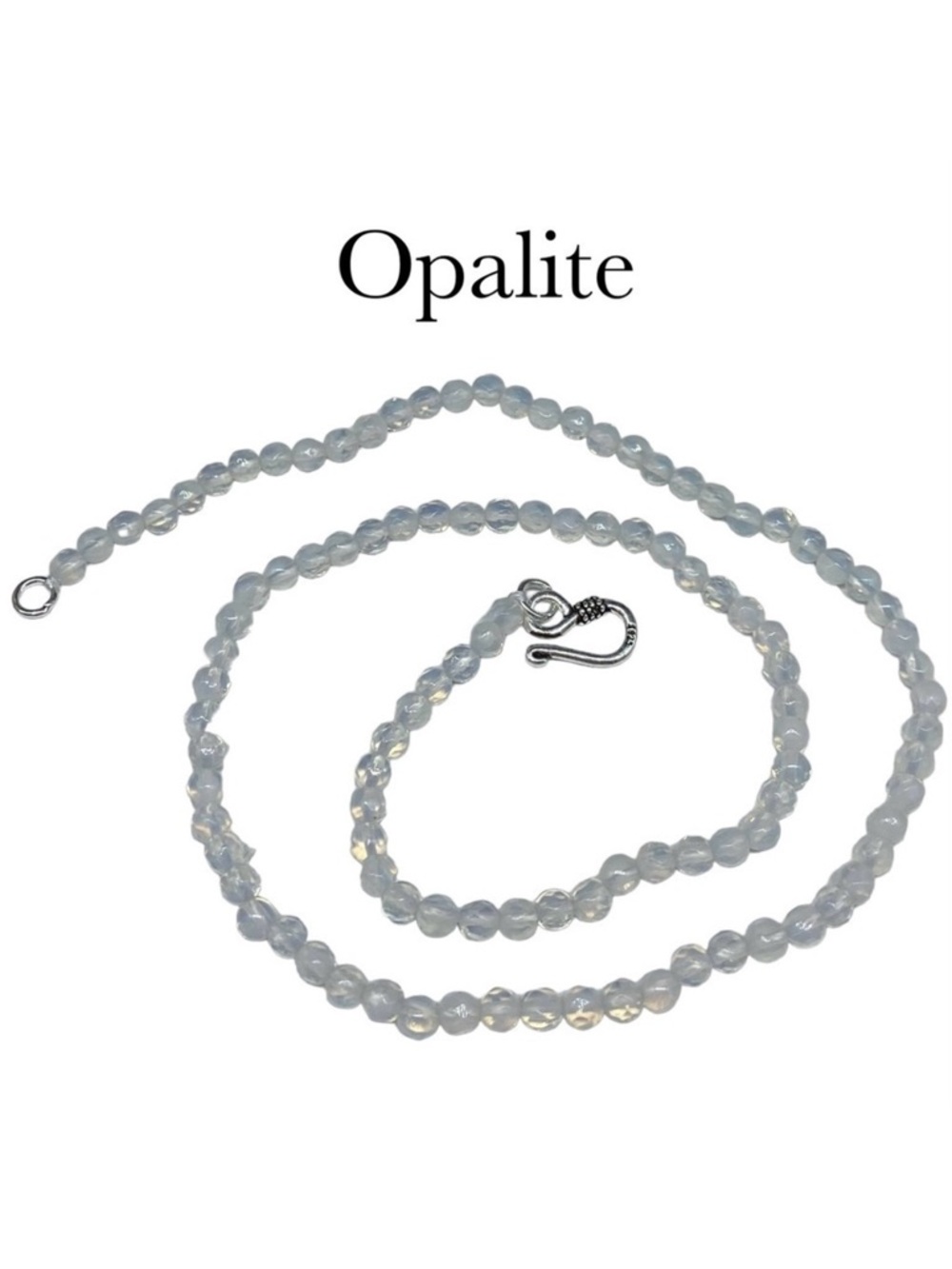 4mm Opalite Beaded Chain Necklace Beads Gemstone Stone White Crystal